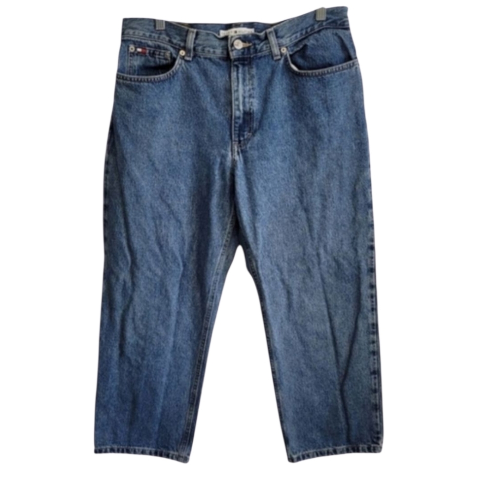 Tommy Hilfiger Cropped Boyfriend Jeans Women's Size 12 Blue Vintage 2002 Y2K
